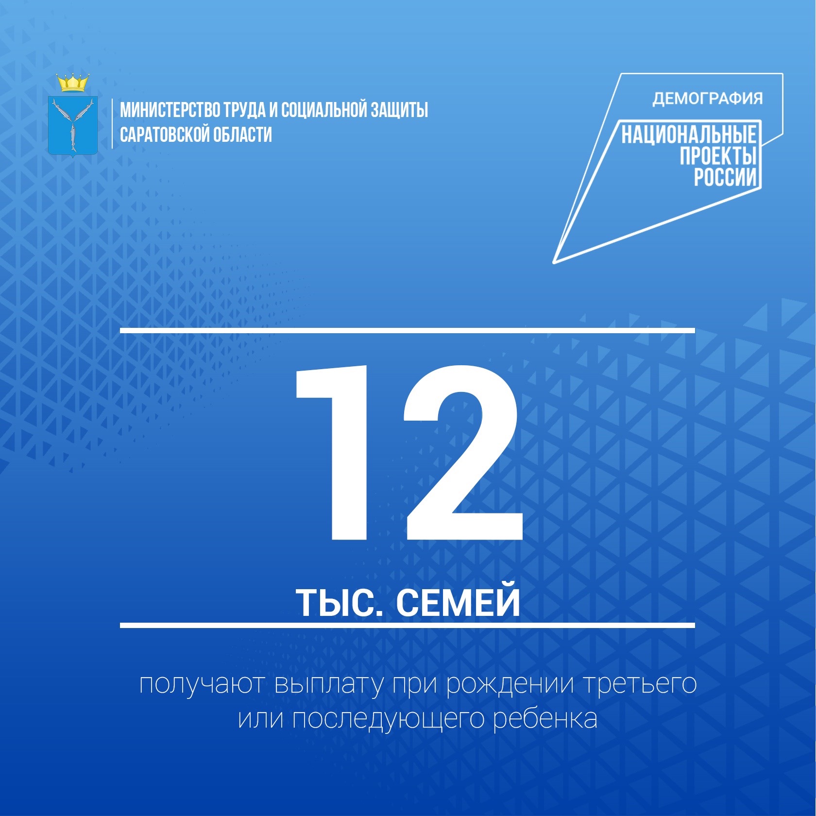 12 тысяч семей региона получают выплату при рождении третьего и последующего ребёнка