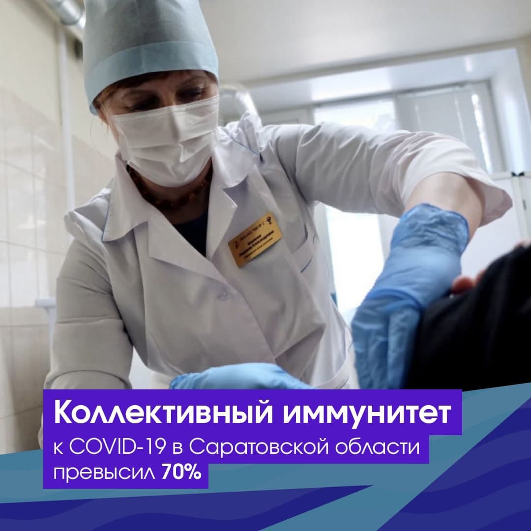 Коллективный иммунитет к COVID-19 в Саратовской области превысил 70%